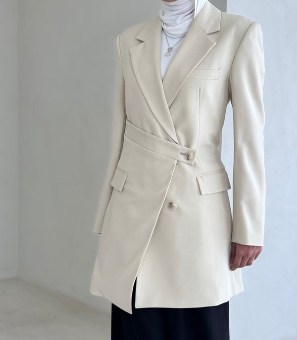 Slim Fit Belt Designed Blazer