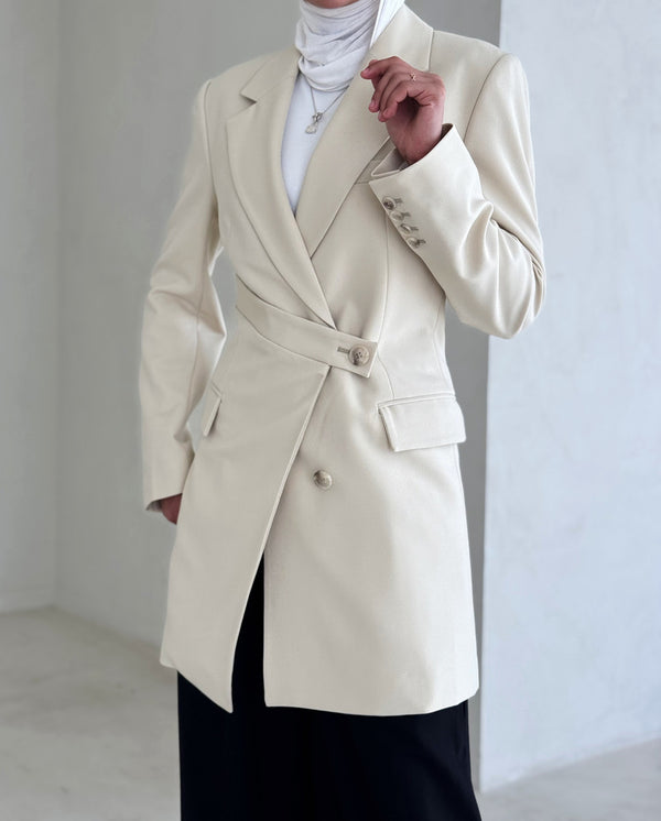 Slim Fit Belt Designed Blazer