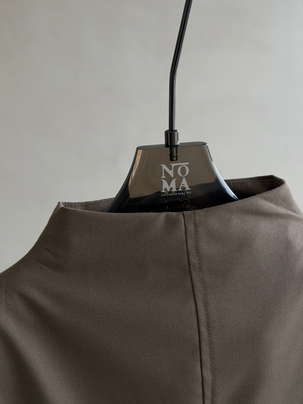 High-neck Belted Shirt