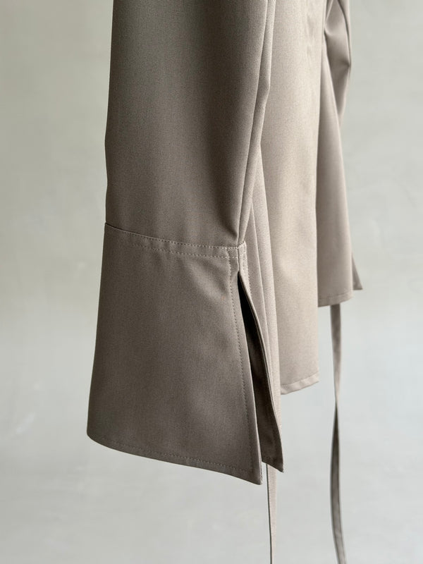 High-neck Belted Shirt