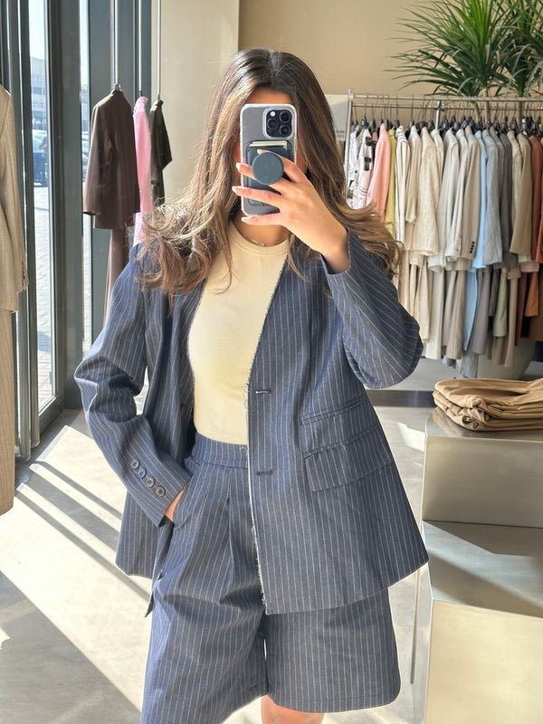 Striped Blazer + Short Set