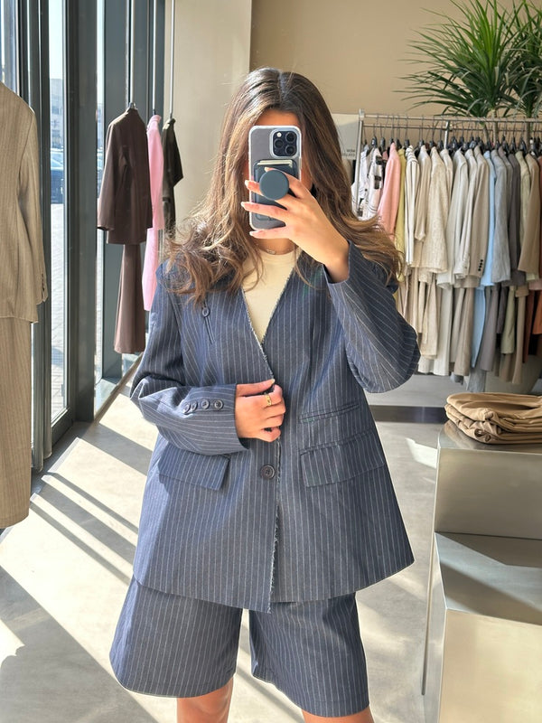 Striped Blazer + Short Set