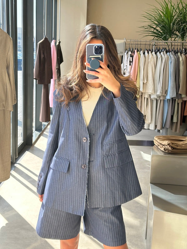 Striped Blazer + Short Set