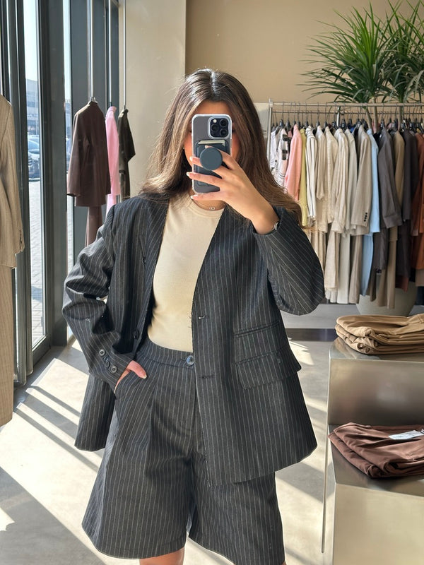 Striped Blazer + Short Set