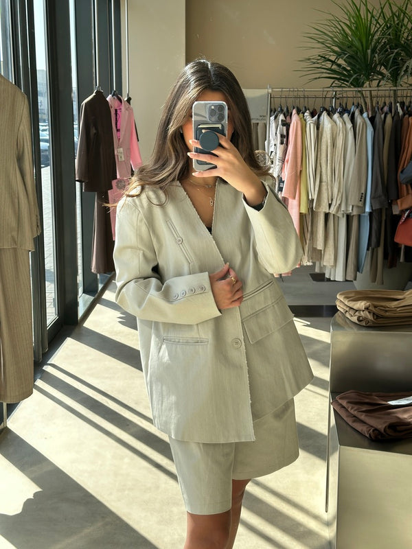 Striped Blazer + Short Set