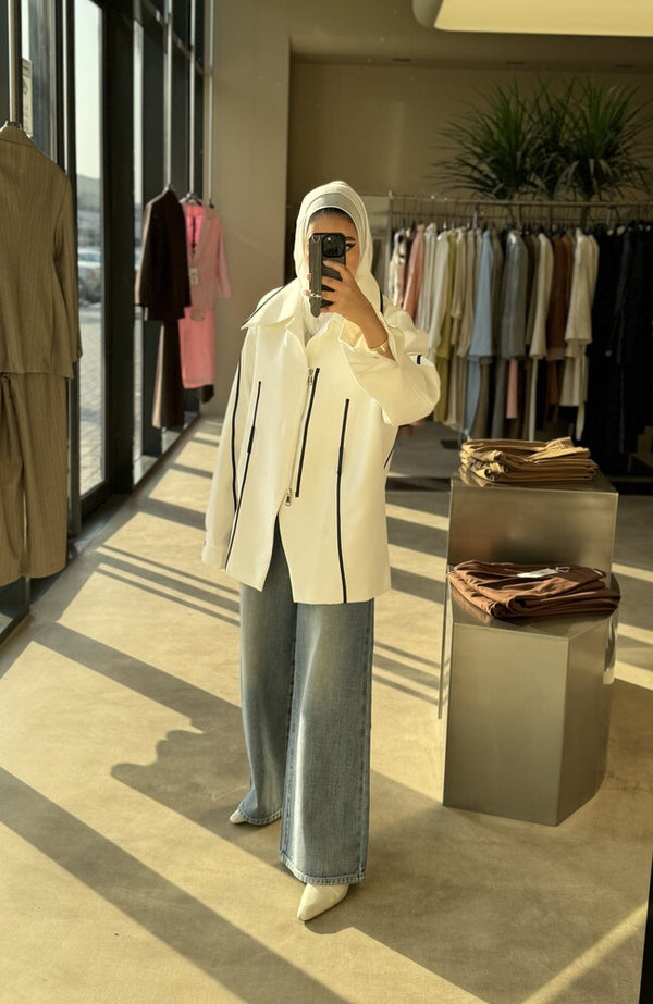 Color Contrast Zippered Jacket