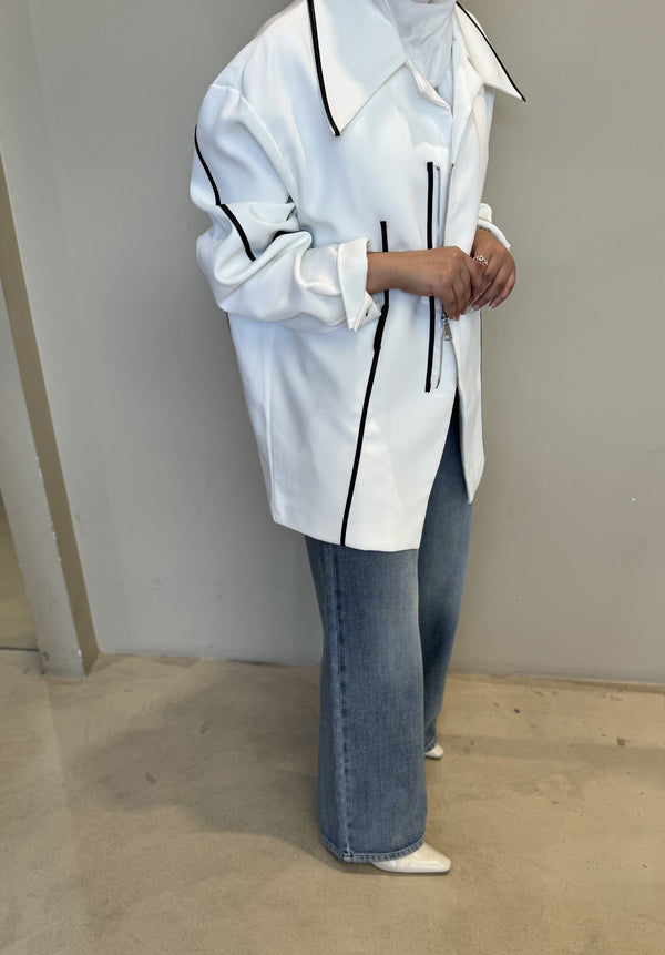 Color Contrast Zippered Jacket