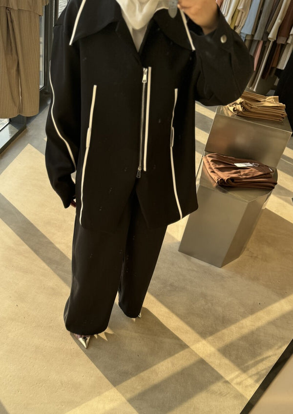 Color Contrast Zippered Jacket