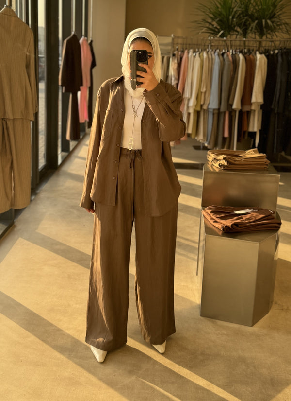 Button-Up Shirt & Wide-Leg Trousers Sets