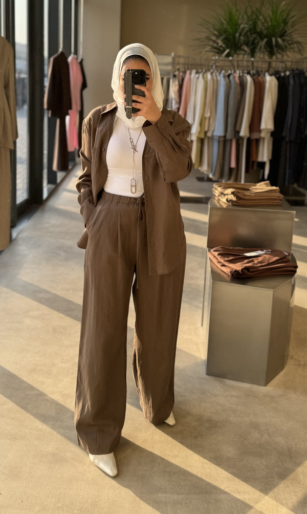 Button-Up Shirt & Wide-Leg Trousers Sets