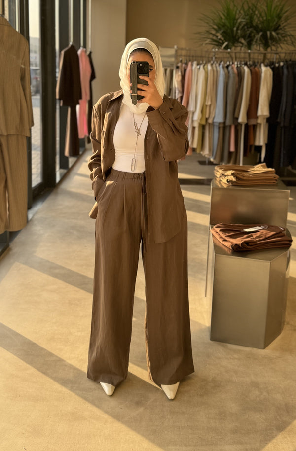Button-Up Shirt & Wide-Leg Trousers Sets