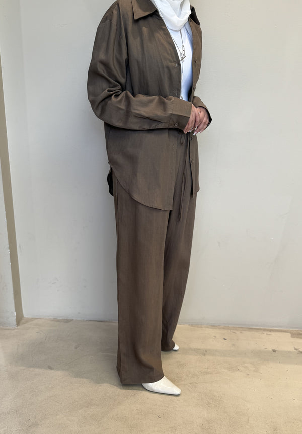 Button-Up Shirt & Wide-Leg Trousers Sets