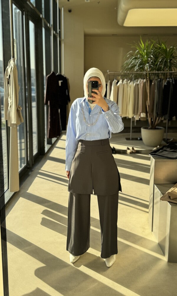 Layered Skirt-over-Trousers