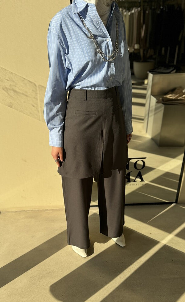 Layered Skirt-over-Trousers