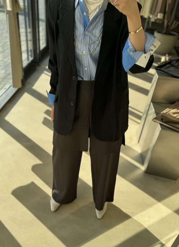 White Cuffs Loose Stripe Blazer