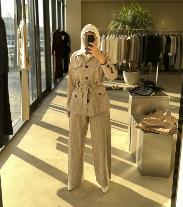 Linen-blend Safari Set