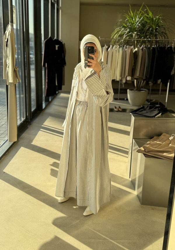 Long  Stripe Shirt Set