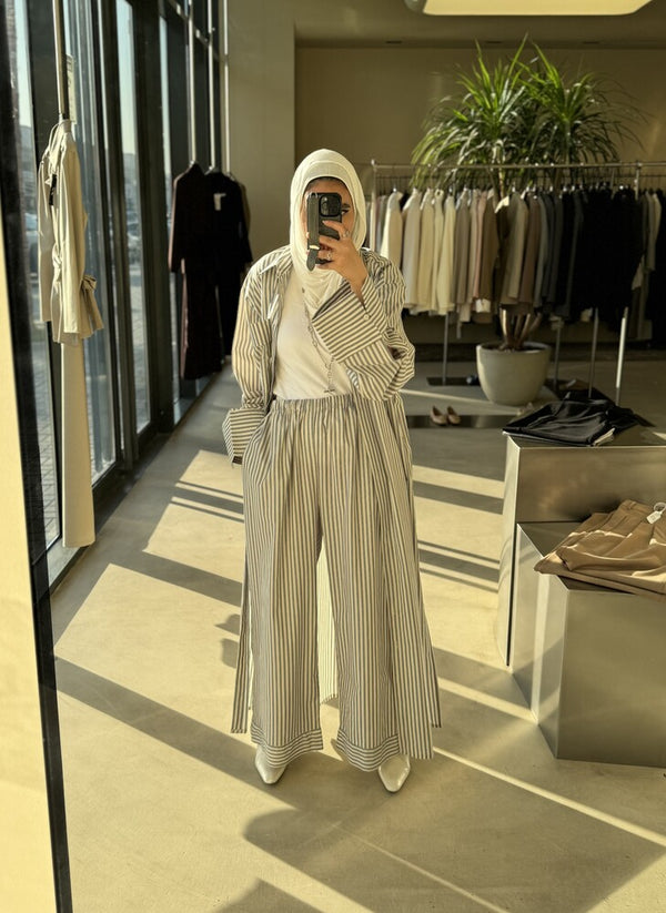 Long  Stripe Shirt Set
