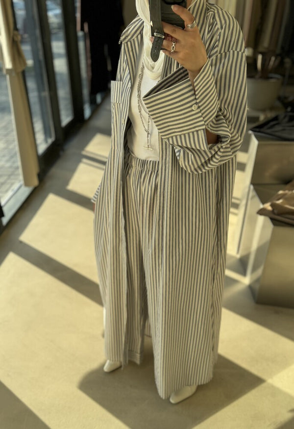 Long  Stripe Shirt Set