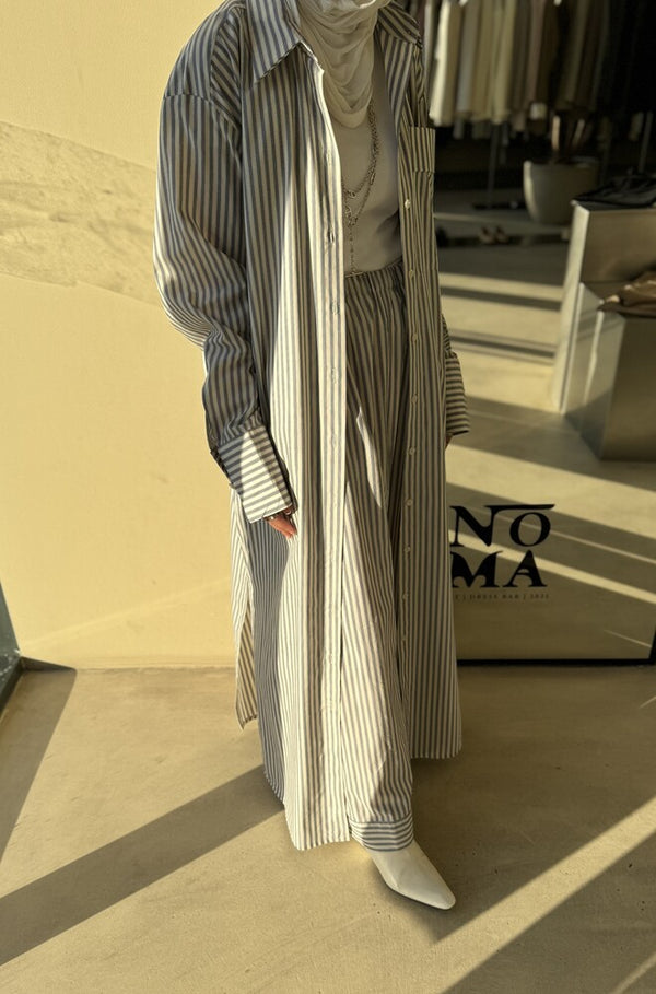 Long  Stripe Shirt Set