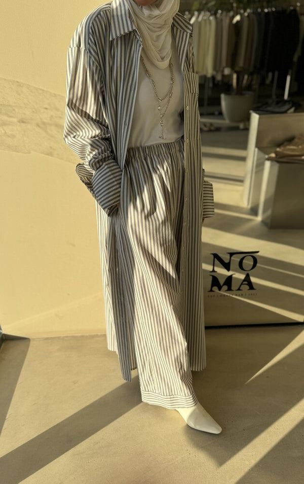 Long  Stripe Shirt Set