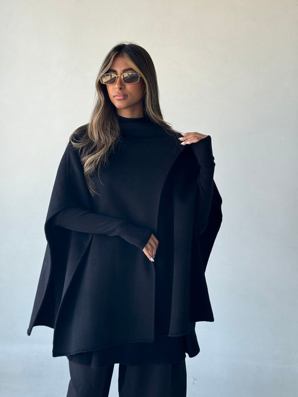 Double Sided Wool Shawl Cloak Coat