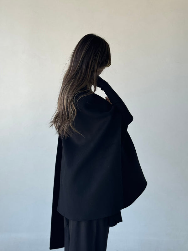 Double Sided Wool Shawl Cloak Coat