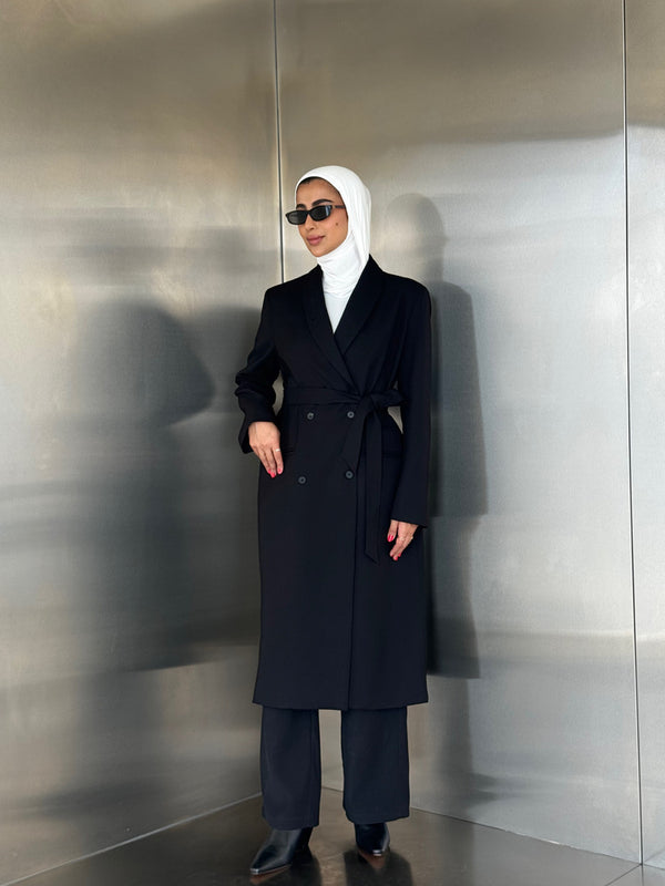 4 Buttons Tailored Fit Coat w/ Belt