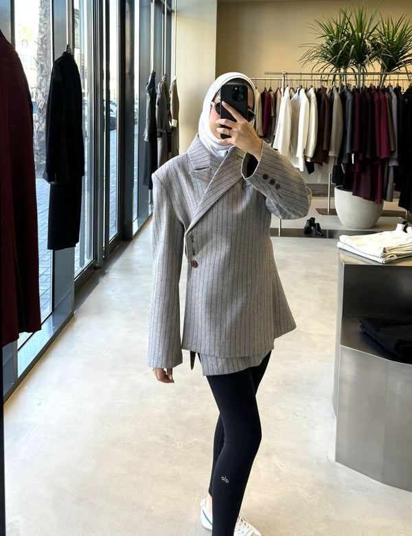 Fashion Striped Irregular Blazer