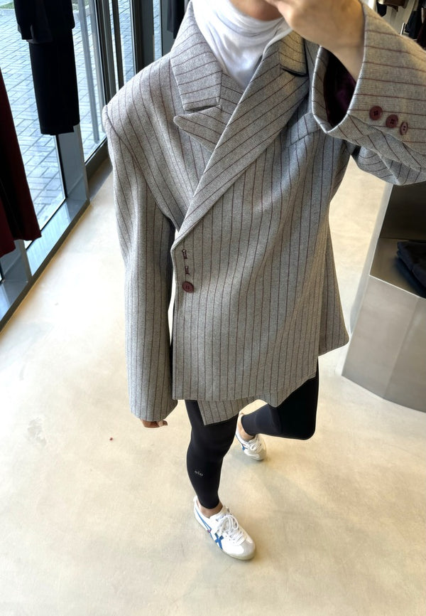 Fashion Striped Irregular Blazer