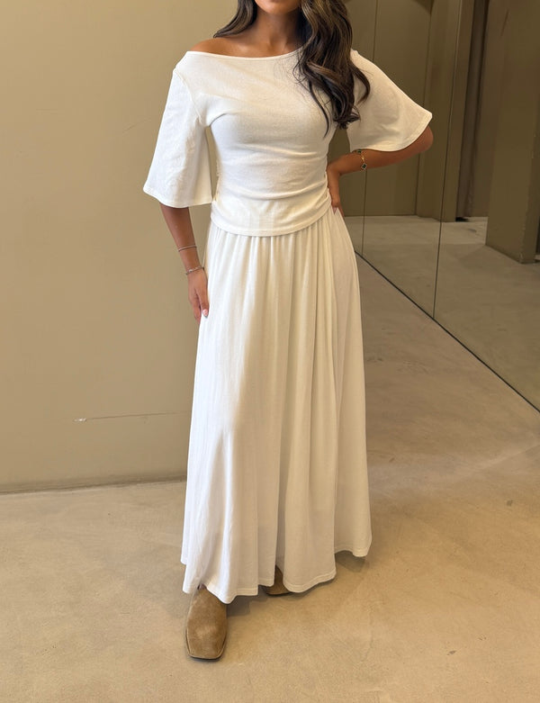 Boatneck Top Skirt Set