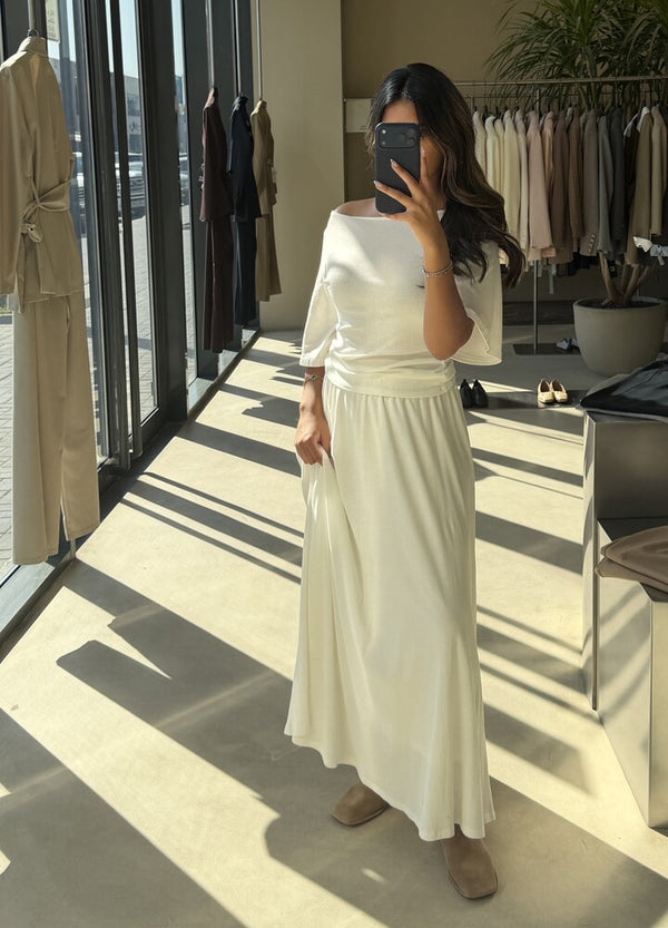Boatneck Top Skirt Set