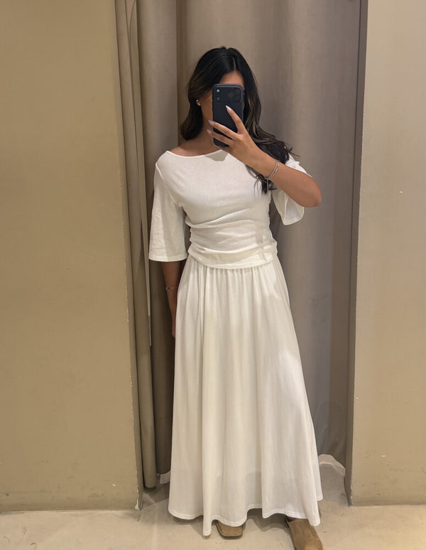Boatneck Top Skirt Set