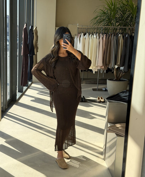 Column Maxi Knit Skirt Set w/ Shawl