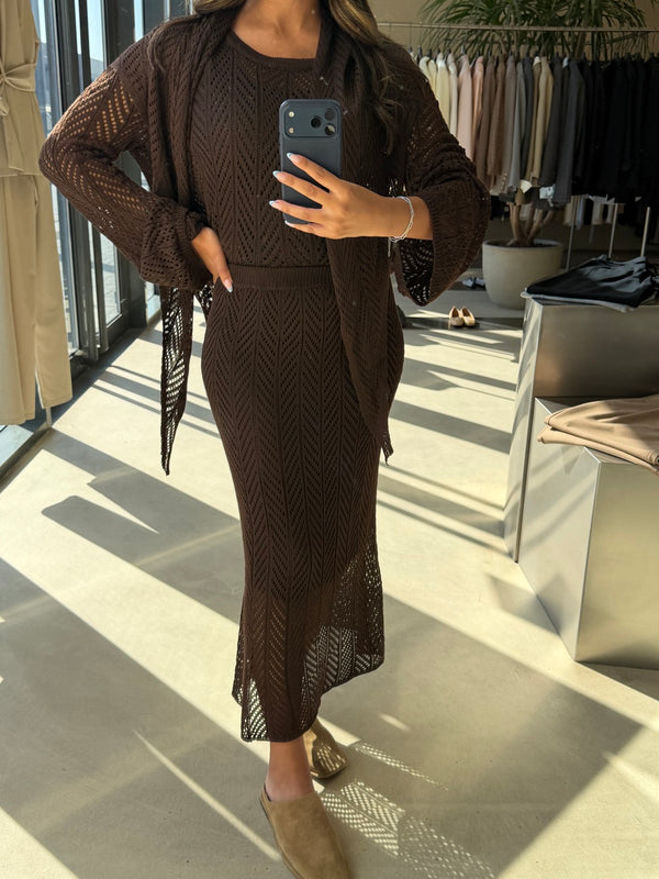 Column Maxi Knit Skirt Set w/ Shawl