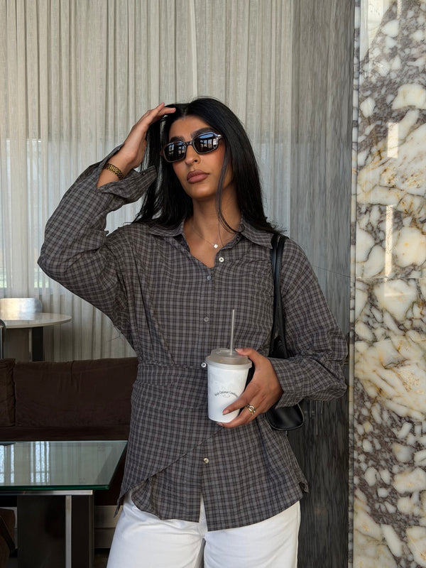 Plaid Cotton Bandana Shirt