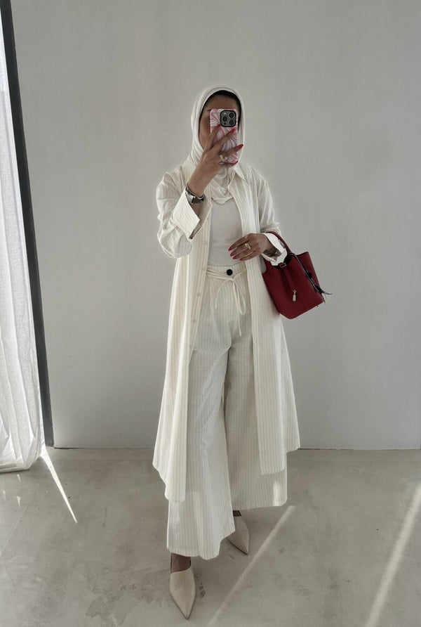 Striped Long Shirt + Pants Set