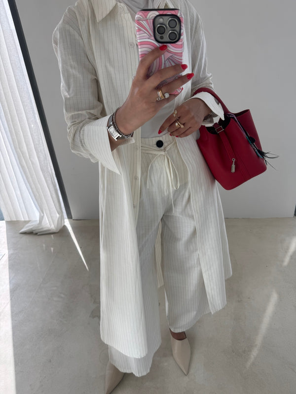 Striped Long Shirt + Pants Set
