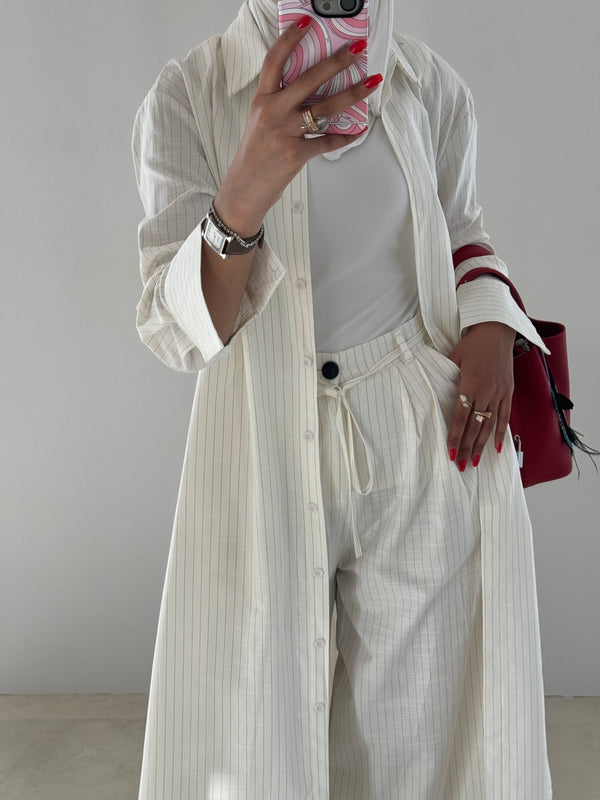 Striped Long Shirt + Pants Set