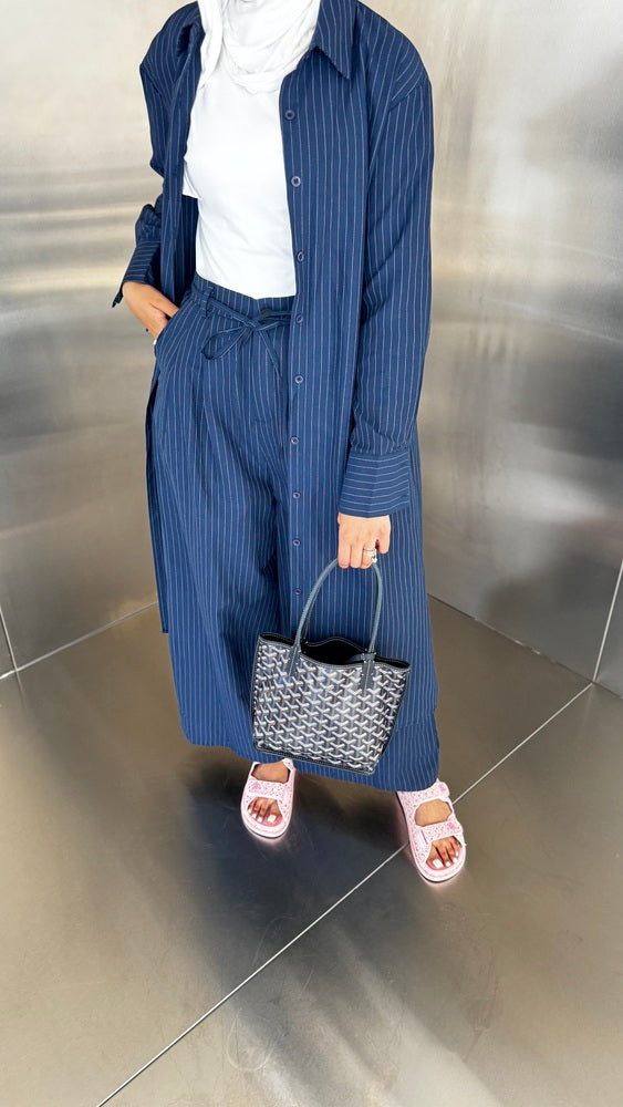 Striped Long Shirt + Pants Set