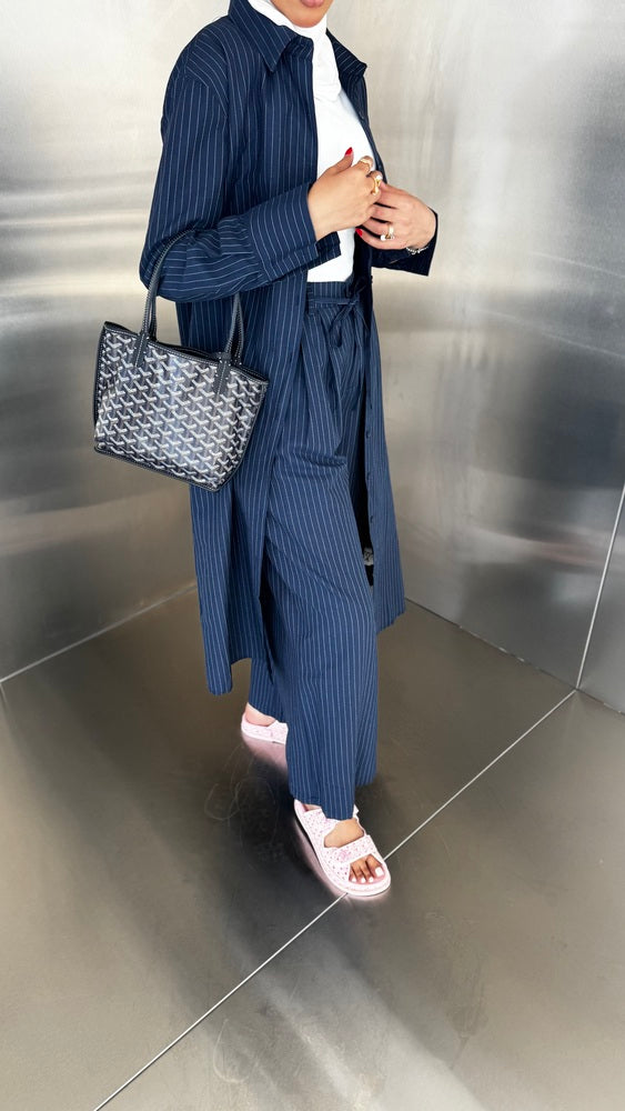 Striped Long Shirt + Pants Set