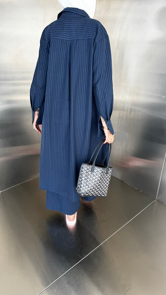Striped Long Shirt + Pants Set