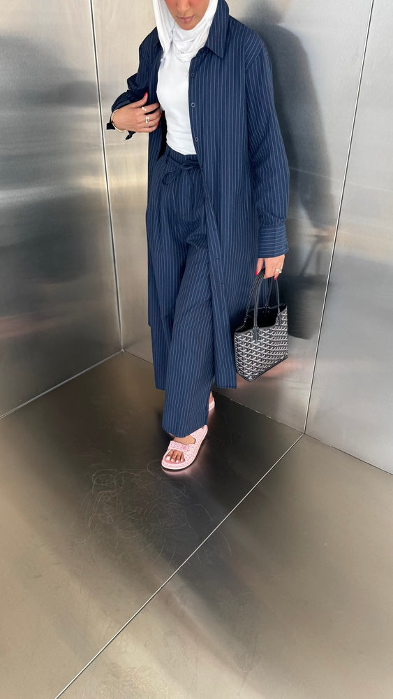Striped Long Shirt + Pants Set