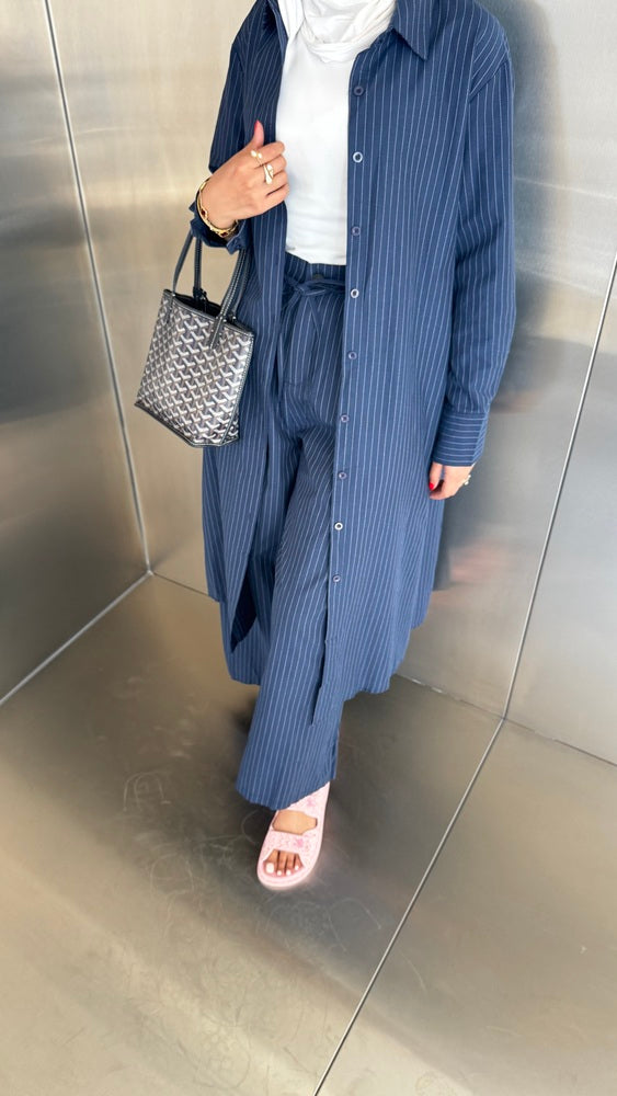 Striped Long Shirt + Pants Set