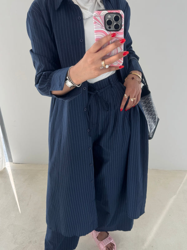 Striped Long Shirt + Pants Set