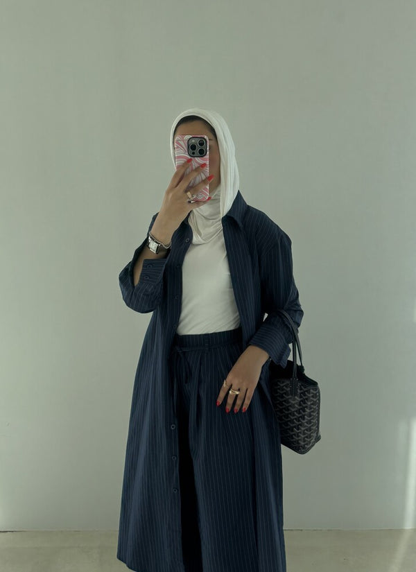Striped Long Shirt + Pants Set