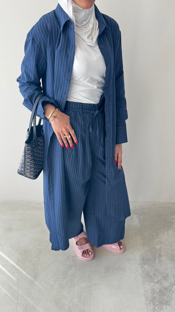 Striped Long Shirt + Pants Set
