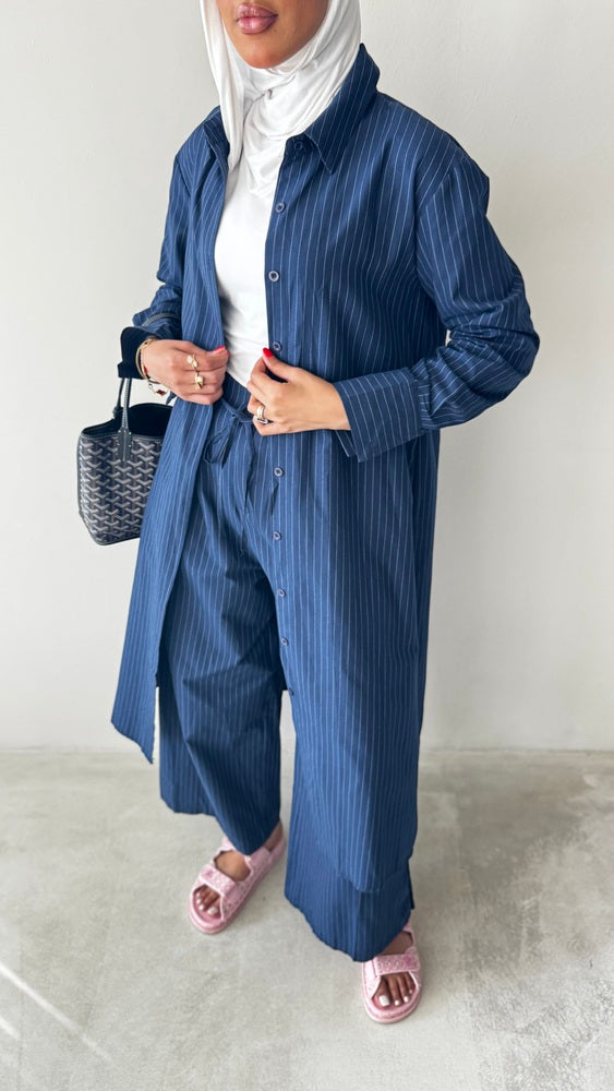 Striped Long Shirt + Pants Set