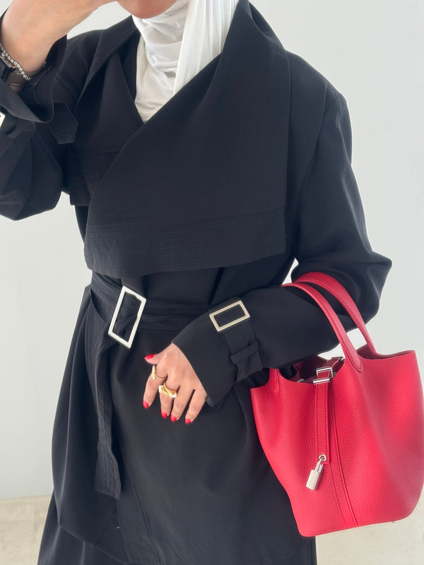 Multi-line Stitch Belted Set