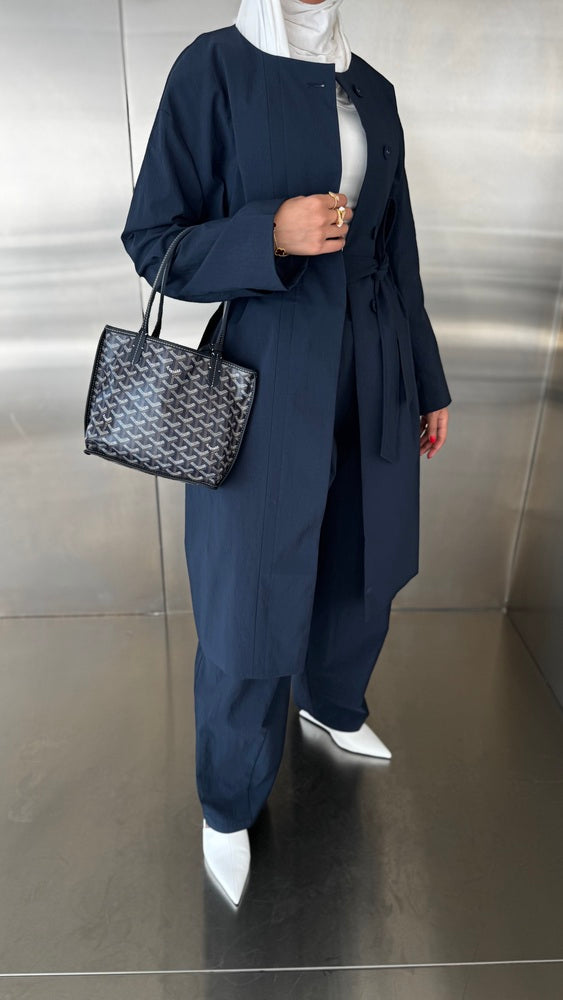 Round Neck Trench + Pants Set